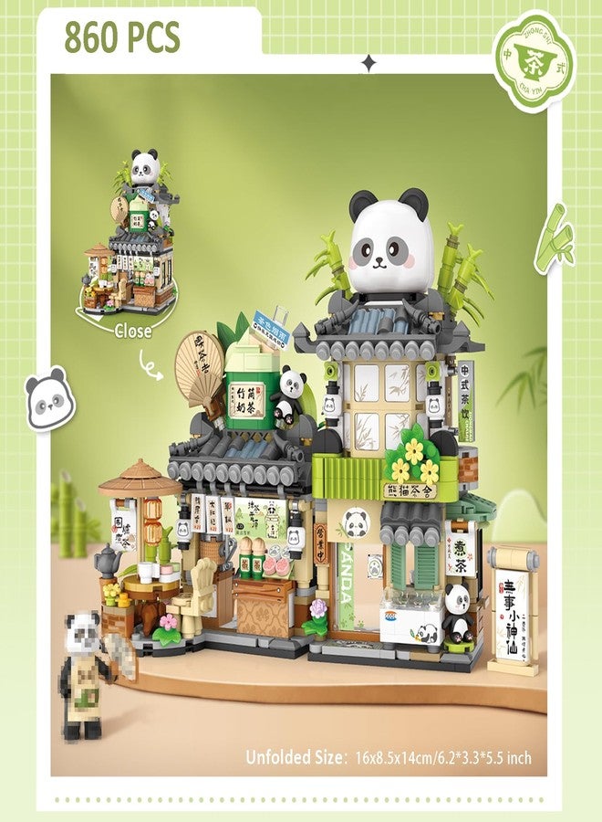 MEIEST Mini City Shop Street View Building Blocks Model Set,Simulation Animals Architecture Collection Particle Construction Building Bricks Toy,Home Decoration (Panda Tea House) - Image 3